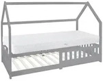 ML-Design Kinderbett 90x200 cm Hellgrau mit Matratze H:16 cm, Rausfallschutz,...