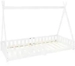 ML-Design Kinderbett Tipi 90 &times; 200 cm Wei&szlig; mit Rausfallschutz & Lattenrost &ndash;