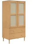 vidaXL Kleiderschrank SENJA Rattan-Optik Braun 90x55x175cm Kiefernholz