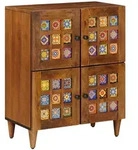 vidaXL Sideboard mit Speicher Walnuss 60 x 33 x 75 cm Massivholz Mango