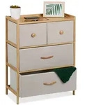 Relaxdays Kommode, Bambus, 4 Stoff-Schubladen, Flur, Schlafzimmer, HBT 73 x...