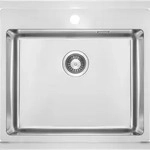 Einbausp&uuml;lbecken Chrom eckig 55 cm aus Edelstahl mit Raumsparsiphon