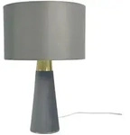 Relaxdays Tischlampe, Leinenschirm & Samtfu&szlig;, E27, HxD: 47 x 40 cm, Nachttischlampe