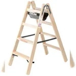 PROREGAL Stufen-Stehleiter Holz beidseitig begehbar 2x4 Stufen
