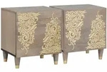vidaXL Nachttisch 2 pcs Grau 40 x 33 x 46 cm massives Mangoholz