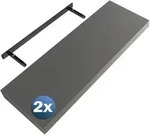 Casaria 2x Wandregal Matt Grau mit Halterung 70cm Schwebend