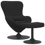 vidaXL Eierstuhl mit Fu&szlig;hocker Schwarz 63 x 73 x 90 cm Samt