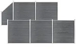 vidaXL WPC Zaun-Set 5 Quadrate + 1 Schr&auml;ge 965x186 cm Grau
