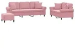 vidaXL 3-tlg. Sofagarnitur mit Kissen Rosa Samt