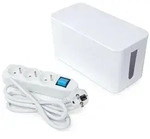 Perel Steckdosenleiste mit Schalter und Kabelbox, 3 Steckdosen Typ E, Kabel 1.5...