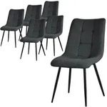 ML-Design Esszimmerst&uuml;hle 6er Set, Anthrazit, Stoffbezug & schwarze...