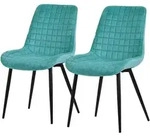 ML-Design &ndash; Esszimmerst&uuml;hle 2er Set Petrol | Samt Sitzfl&auml;che, R&uuml;ckenlehne,