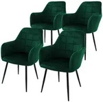 ML-Design ECD Germany &ndash; Esszimmerst&uuml;hle 4er Set Dunkelgr&uuml;n | Samtbezug,