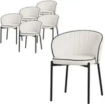 ML-Design Esszimmerst&uuml;hle 6er Set Beige, Stoffbezug & Metallbeine