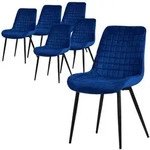 ML-Design Esszimmerst&uuml;hle 6er Set Dunkelblau &ndash; Samt Sitzfl&auml;che,...
