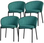ML-Design Esszimmerst&uuml;hle 4er Set Petrol, Stoffbezug & Metallbeine