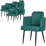 ML-Design Esszimmerst&uuml;hle 6er Set Petrol, Stoff, Armlehnen & Rattan-Optik