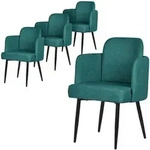 ML-Design Esszimmerst&uuml;hle 4er Set Petrol, Stoff, Armlehnen & Rattan-Optik
