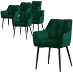 ML-Design &ndash; Esszimmerst&uuml;hle 6er Set &ndash; Dunkelgr&uuml;n Frotteestoff | dick