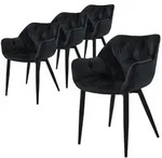 ML-Design &ndash; Esszimmerst&uuml;hle 4er Set &ndash; Schwarz Samt | gesteppter Sitz, mit