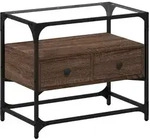 vidaXL TV-Schrank mit Glasplatte Braun Eiche 60x35x51 cm Holzwerkstoff