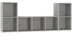 vidaXL 3-tlg. TV-Schrank-Set Betongrau Holzwerkstoff