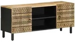 vidaXL TV-Schrank Schwarz 105x33,5x46 cm Raues Mangoholz