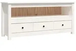 vidaXL TV-Schrank Wei&szlig; 114x35x52 cm Massivholz Kiefer