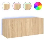 vidaXL TV-Wandschrank mit LED-Leuchten Sonoma-Eiche 100x35x41 cm