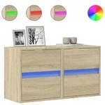 vidaXL TV-Wandschr&auml;nke mit LED-Beleuchtung 2 Stk. Sonoma 41x31x45 cm