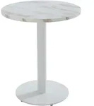 Oviala Business Tisch Esszimmer rund 60 cm wei&szlig;es Bein und wei&szlig;es Marmorfinish