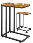 Casaria Beistelltisch mit Rollen Kaffeetisch Schwarz Holz-Optik
