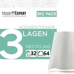 Tissue Expert K&uuml;chent&uuml;cher RECYCLING: 32 Rollen &aacute; 64 Blatt, 3-lagig. 100%