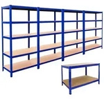 4x T-Rax Lagerregal 90cm Blau & Q-Rax Werkbank 120cm Blau im Set