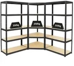 Proregal Mega Deal 1x Eckregal + 2x Schwerlastregal Slim Elephant S, Schwarz