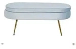 SalesFever Sitzpouf | oval | Bezug Samt-Stoff hellgrau | Gestell Metall...