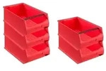 PROREGAL 5x Rote Sichtlagerbox 5.1 mit Griffstange | HxBxT 20x30x50cm | 21,8...