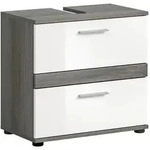 Ebuy24 Blake Waschbeckenunterschrank 2 Schubladen Wei&szlig; hochglanz, grau.