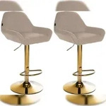 CLP 2er Set Barhocker Braga Gold Stoff taupe