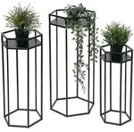 DanDiBo Blumenhocker Metall Schwarz 6eck Blumenst&auml;nder Beistelltisch 96453 3er...