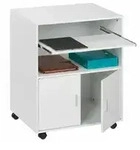 Relaxdays Rollcontainer mit 2 F&auml;chern & Tastaturauszug, Druckertisch mit Rollen,