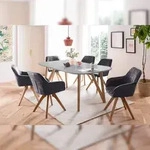 SalesFever Essgruppe 180x90 cm | 5 tlg | Eiche Massivholz | Grau