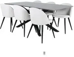 PiazzaGRBL Essgruppe Esstisch grau und 6 Velvet Esszimmerst&uuml;hle Samt beige,...