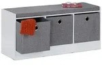 Relaxdays Sitzbank, Polsterbank mit 3 Stoff-Schubladen, HxBxT: 46 x 102 x 32 cm, MDF,