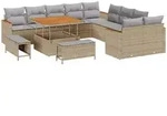 vidaXL Garten-Sofa-Set mit Kissen 13 pcs Beige Poly Rattan