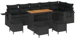 vidaXL Garten-Sofa-Set 10 pcs Schwarz Poly-Rattan
