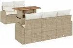 vidaXL Garten-Sofa-Set mit Speicher 6 pcs Beige Poly Rattan