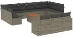 vidaXL 14-tlg. Garten-Sofagarnitur mit Kissen Grau Poly Rattan