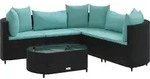 vidaXL 6-tlg. Garten-Sofagarnitur mit Kissen Schwarz Poly Rattan
