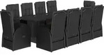 vidaXL 11-tlg. Garten-Essgruppe mit Kissen Schwarz Poly Rattan